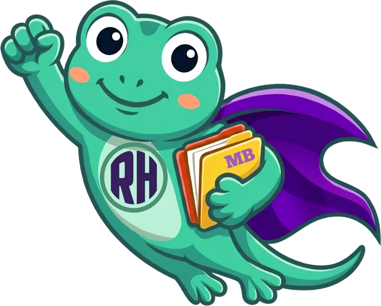 Mascotte Mon Bureau RH en vol, poing lev&eacute;